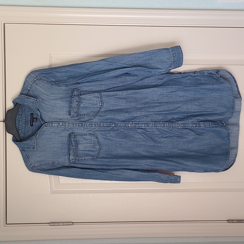 American Eagle Denim Look Button-Down Shirt Dress (M)